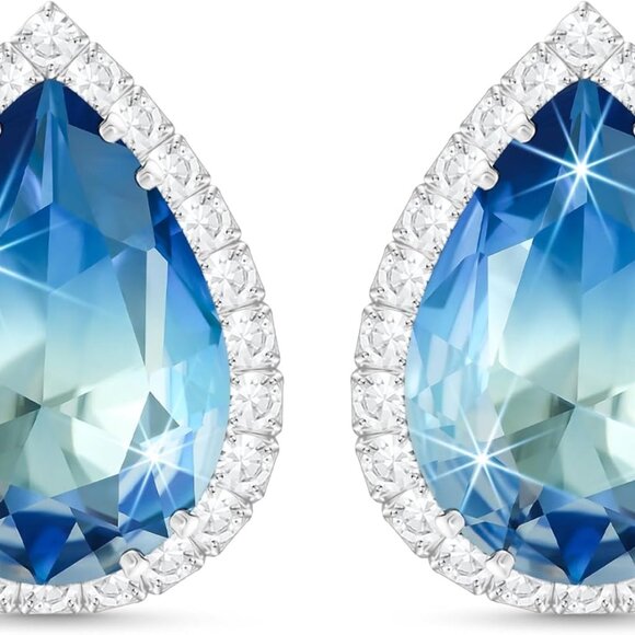 Women Stud Earrings, Teardrop Diamond Moissanite Cubic Zirconia Earrings Studs R - Picture 1 of 5